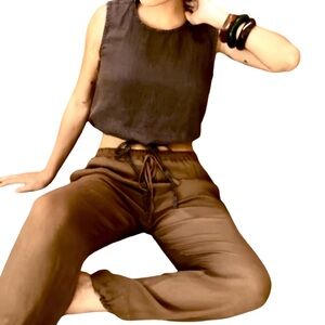 🤙🏾Zara Semi-Sheer Ankle Tie Drawstring Pants, Size Small